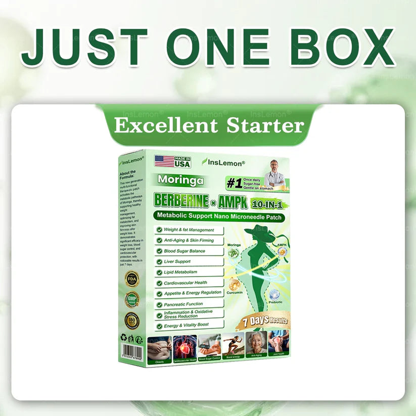 🌿😊 GLŌRENDA® Moringa · Berberine × NAD+ 10-in-1 Nano Slim Patch (Once a Day • Visible Results in 7 Days)